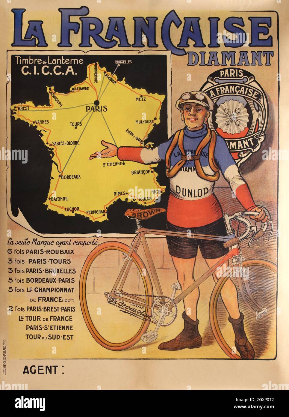 Poster 40x60 Cm – Affiche Vintage VéLOS La FRANçAISE DIAMANT Rf0390 – Neuf