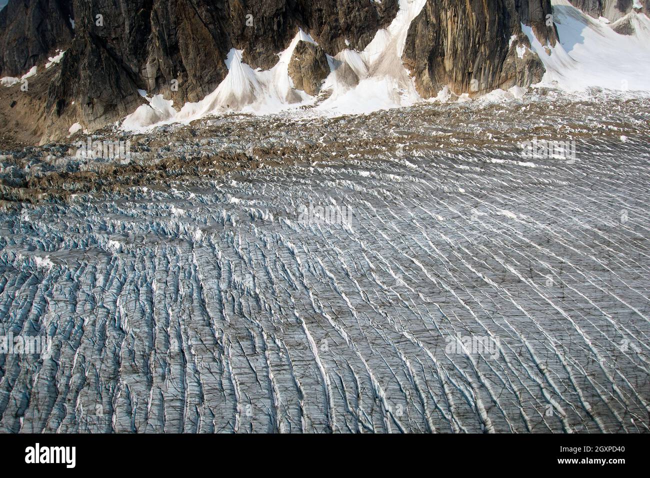 Une multitude de crevasses dans le glacier Ruth, parc national et réserve Denali, Alaska, États-Unis Banque D'Images