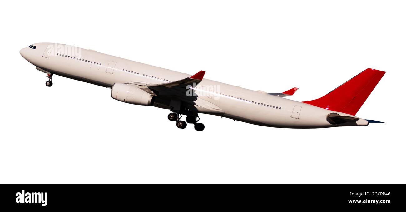 Avion de transport de passagers commercial, isolé sur fond blanc Banque D'Images