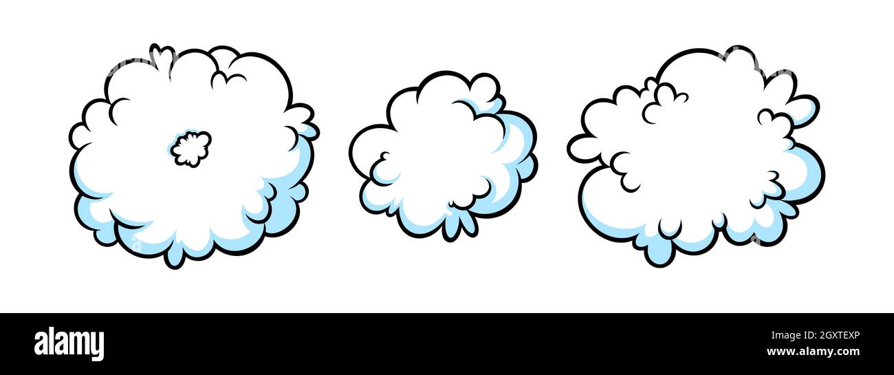 Anneau de vapeur et nuages en style comique. Ensemble de nuages ronds de vapeur ou de fumée. Illustration vectorielle isolée sur fond blanc Illustration de Vecteur
