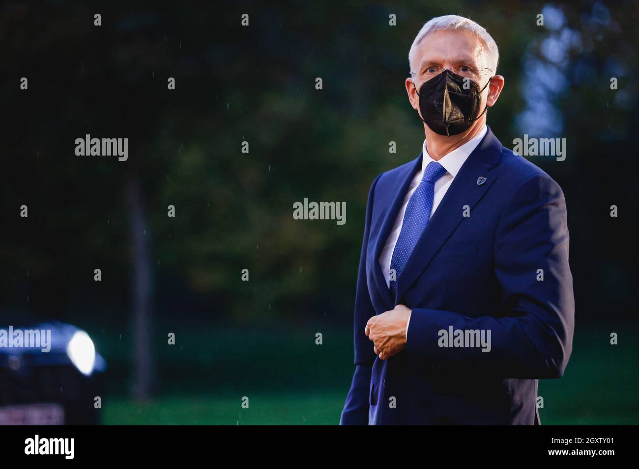 Brdo PRI Kranju, Slovénie. 05e octobre 2021. Krisjanis Karins, Premier ministre letton, arrive au sommet UE-Balkans occidentaux qui aura lieu le 6 octobre 2021. (Photo de Luka Dakskobler/SOPA Images/Sipa USA) crédit: SIPA USA/Alay Live News Banque D'Images