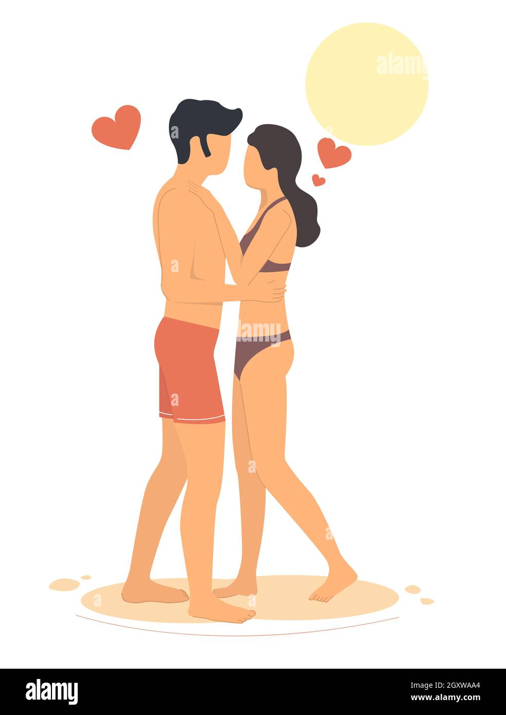 Couple Amoureux Heureux Qui S Embrasse Sur La Plage Vacances Romantiques Vacances D Ete A La Plage Lune De Miel Illustration Vectorielle Image Vectorielle Stock Alamy
