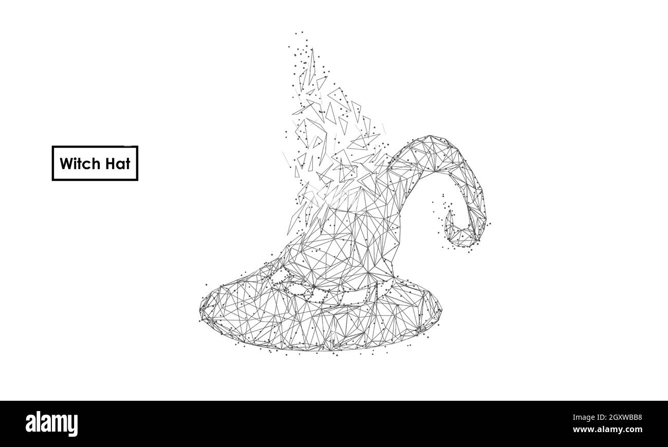 Joyeux Halloween noir futuriste chapeau de sorcière illustration vectorielle sur fond blanc. Illustration de Vecteur
