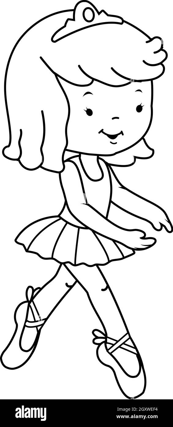 Petite danseuse de ballet. Page de couleur noire et blanche vectorielle Illustration de Vecteur