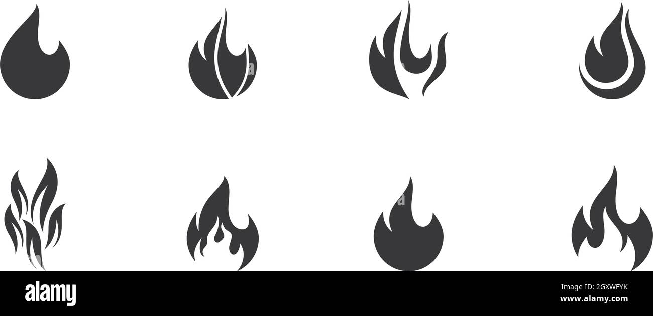 Feu flamme Modèle Logo Icône vecteur Pétrole, gaz et énergie concept logo Illustration de Vecteur