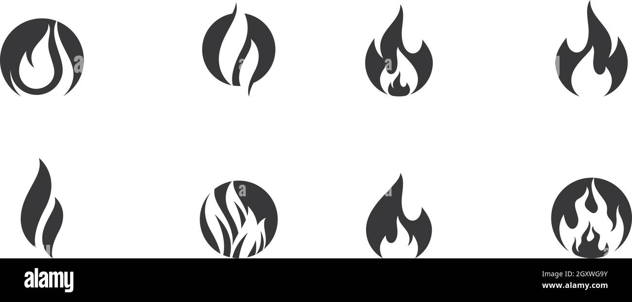 Feu flamme Modèle Logo Icône vecteur Pétrole, gaz et énergie concept logo Illustration de Vecteur