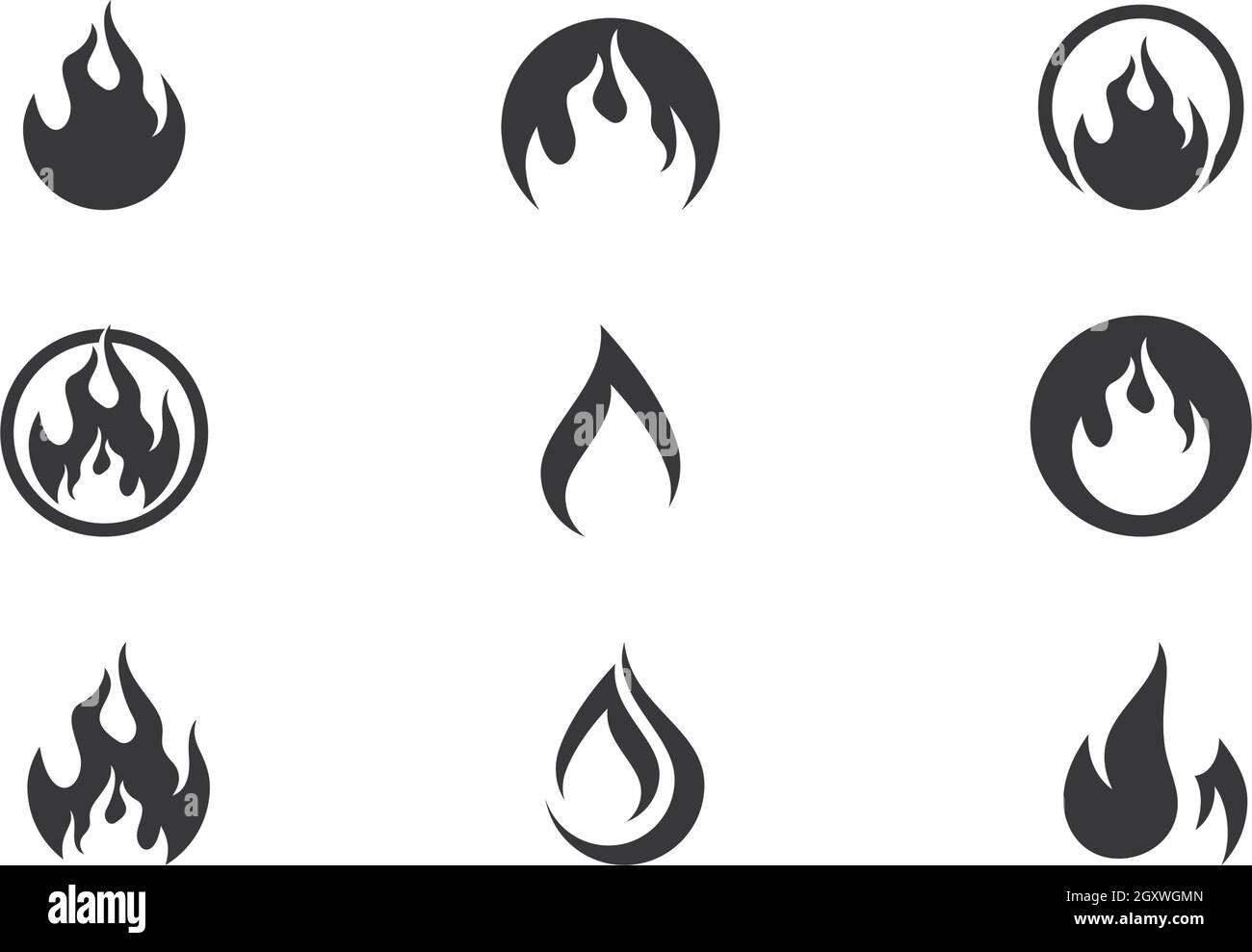 Feu flamme Modèle Logo Icône vecteur Pétrole, gaz et énergie concept logo Illustration de Vecteur