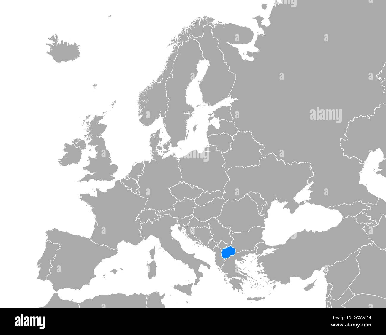 Carte de la Macédoine du Nord en Europe Banque D'Images