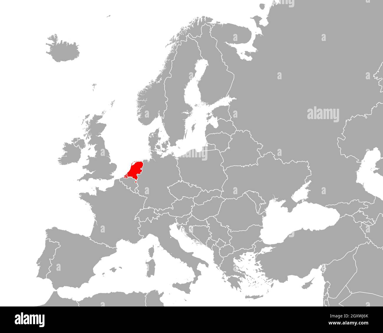Carte des pays-Bas en Europe Banque D'Images