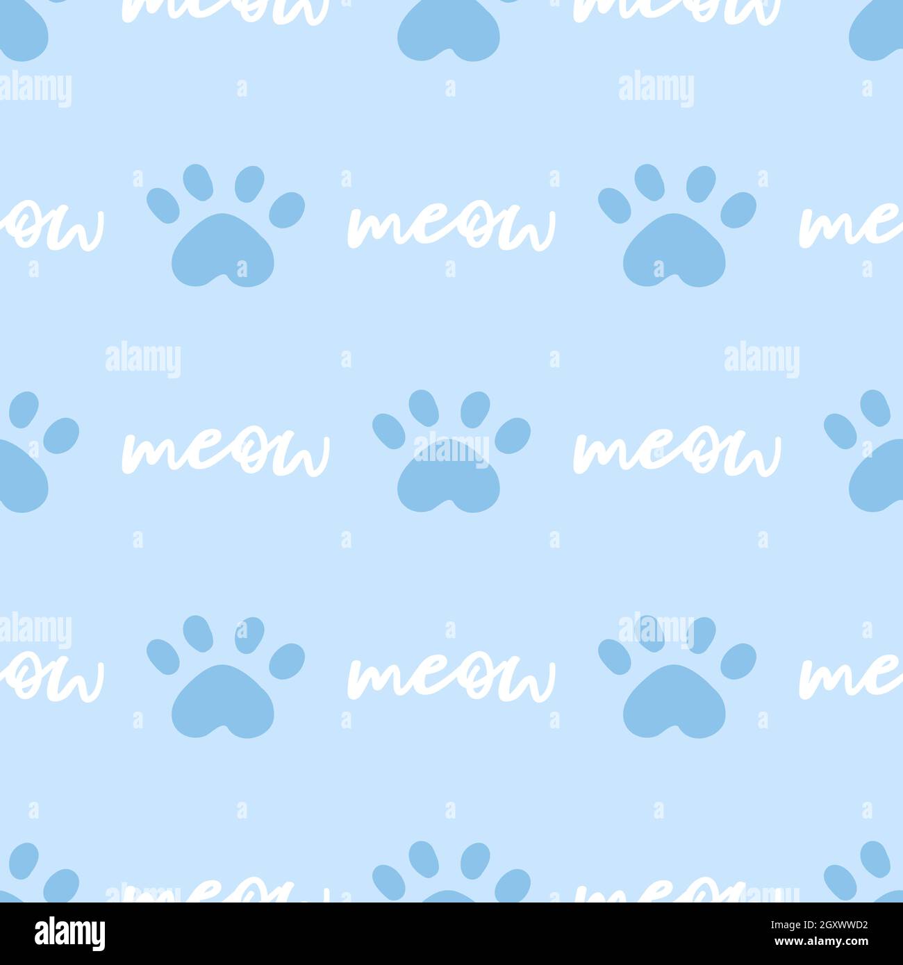 Motif Chat Bleu Et Blanc Sans Couture Illustration Du Vecteur D Arriere Plan Meow Et Cat Paws Adorable Personnage De Dessin Anime Pastel Pour Bebe Garcon Image Vectorielle Stock Alamy
