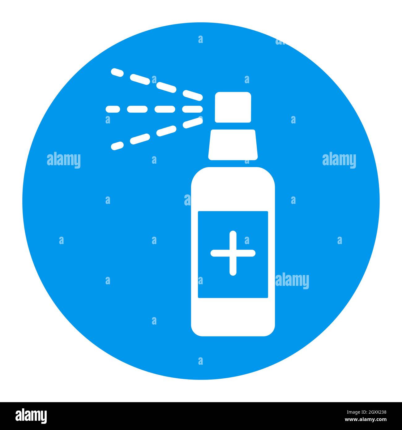 Spray désinfectant antibactérien, désinfectant pour les mains Vector, icône en glyphe blanche. Coronavirus. Symbole graphique pour la conception de sites Web médicaux et d'applications, le logo, l'application, l'interface utilisateur Banque D'Images