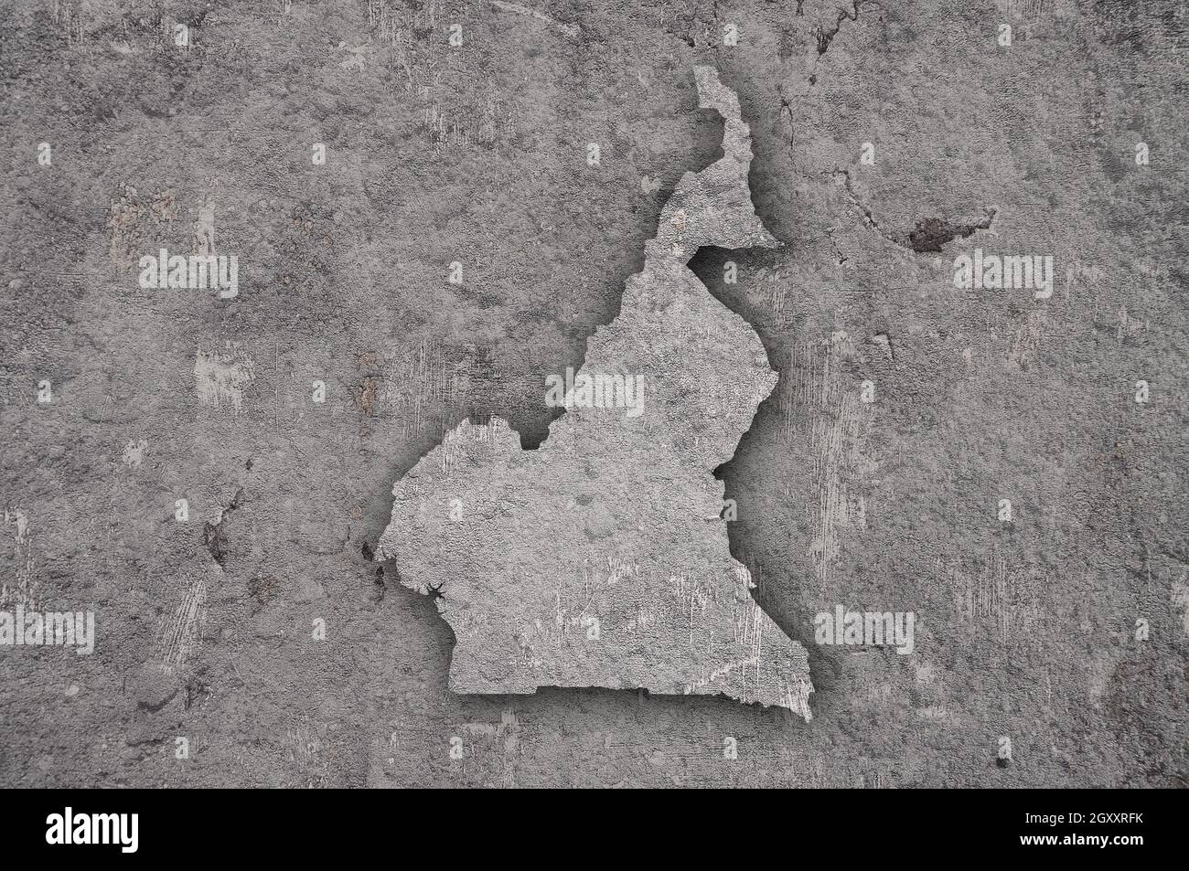 Carte du Cameroun sur le béton abîmé Banque D'Images