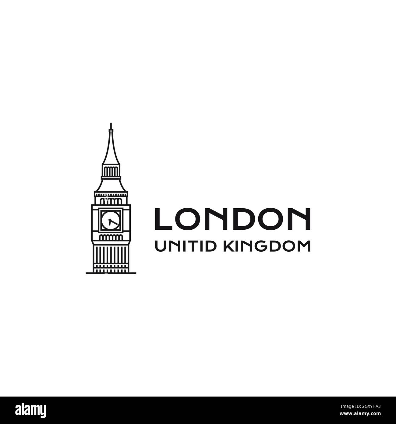 Dessin vectoriel du logo Big Ben. Logo Vector de la ville de Londres. Illustration vectorielle de la tour Elizabeth Illustration de Vecteur