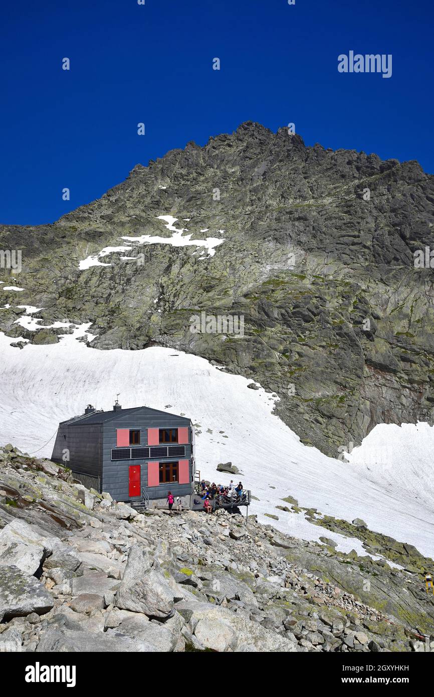 Chata pod Rysmi, le Lodge de montagne près du mont Rysy dans les Hautes  Tatras. Slovaquie, Pologne. (La montagne en arrière-plan n'est pas le mont  Rysy Photo Stock - Alamy