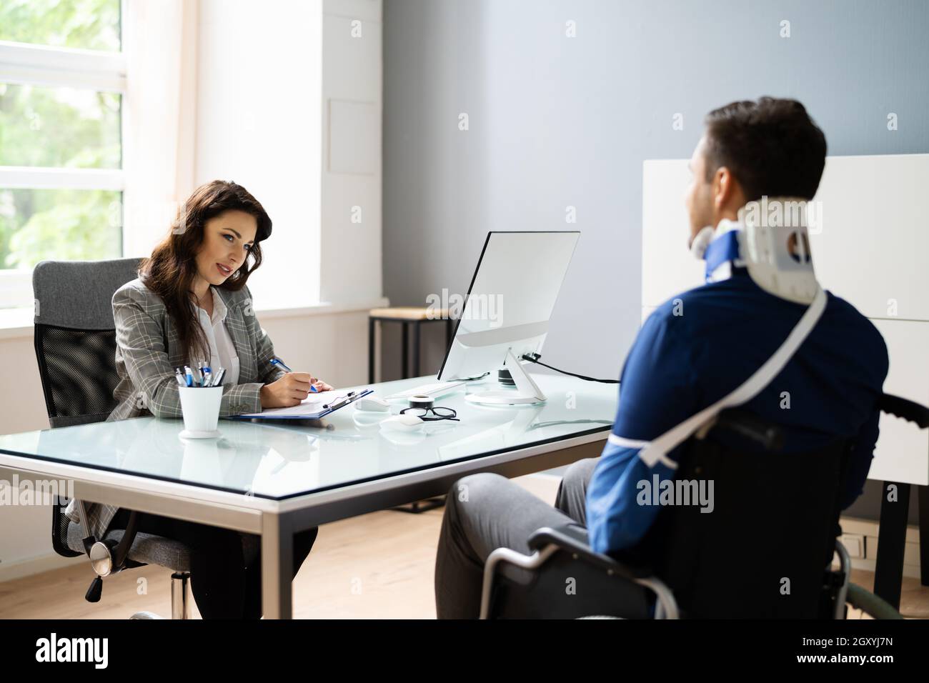 Indemnisation des accidents du travail et des personnes handicapées. Réclamation de sécurité sociale Banque D'Images