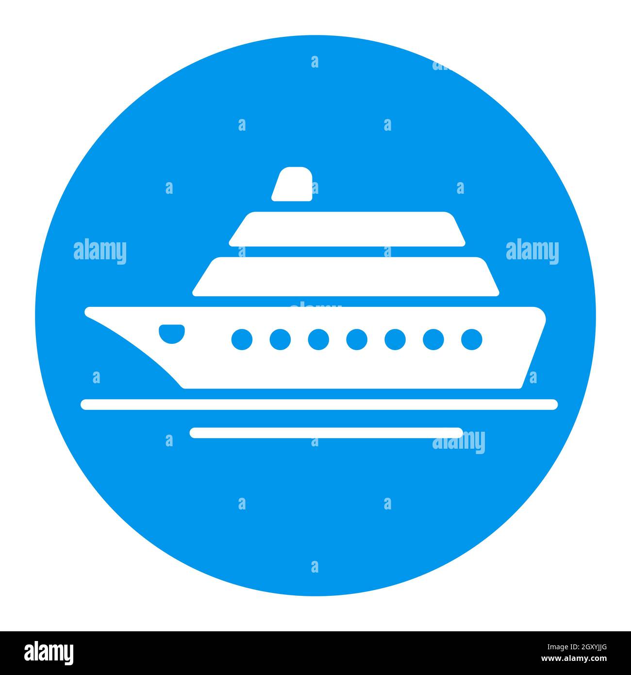 Icône de glyphe blanc à vecteur plat du paquebot de croisière. Symbole graphique pour la conception, le logo, l'application, l'interface utilisateur du site Web et des applications de voyage et de tourisme Banque D'Images