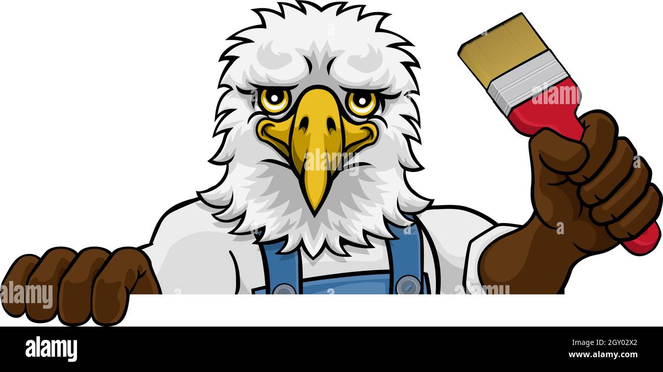 Eagle Painter Decorator tenant Paintbrush Illustration de Vecteur