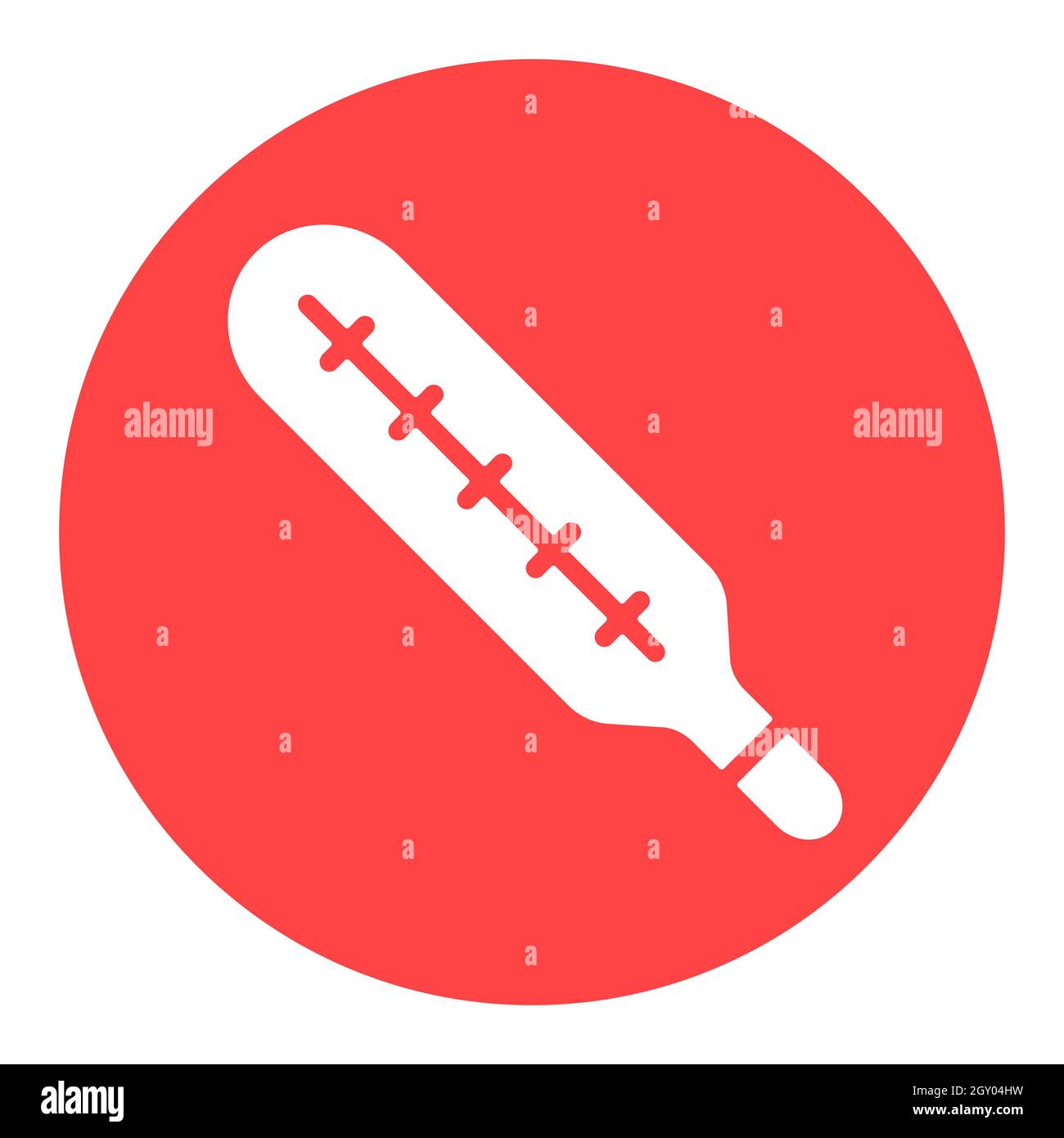 Thermomètre médical au mercure, vecteur, icône en glyphe blanc. Signe de médecine et de soutien médical. Symbole graphique pour la conception de sites Web médicaux et d'applications, logo, application, Banque D'Images