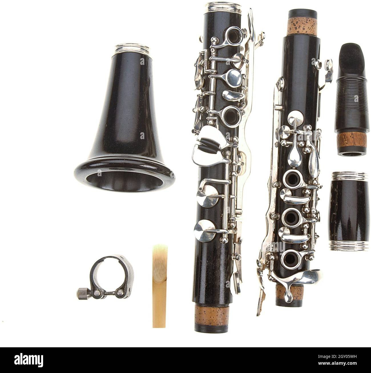 parties d'une clarinette, découpe Banque D'Images