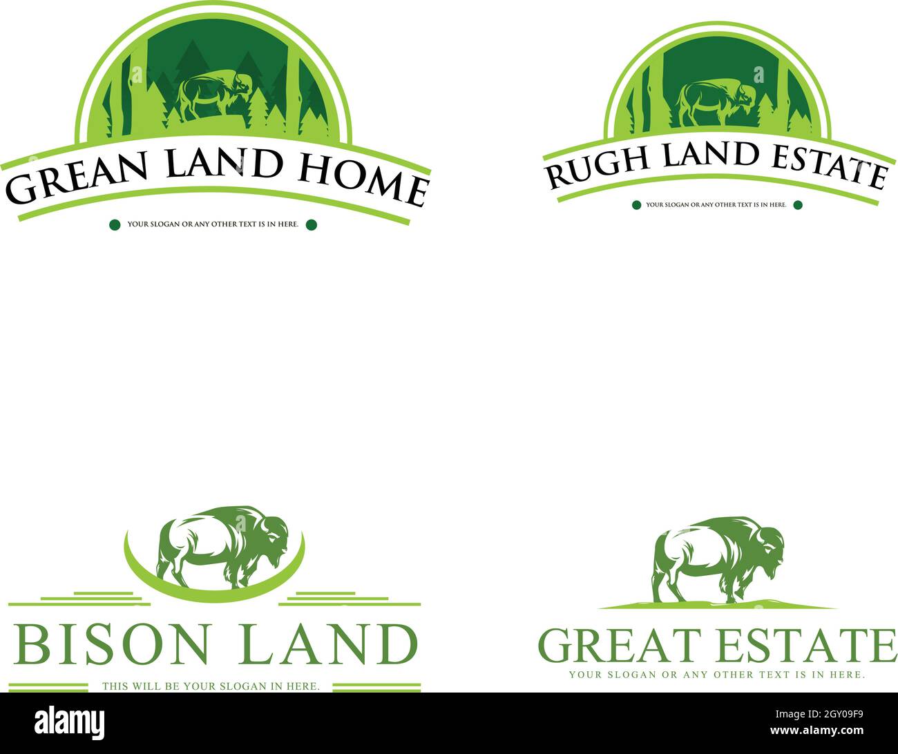 Ensemble de logos de bison Groenland Illustration de Vecteur