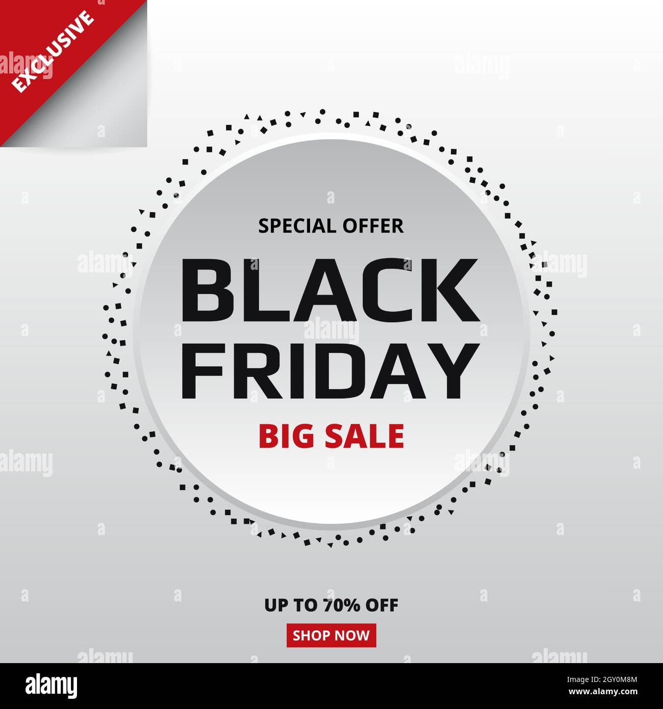 Vendredi noir, modèle de bannière sur fond blanc. Vendredi noir, bannière blanche, jusqu'à 70 % de réduction. Illustration de Vecteur