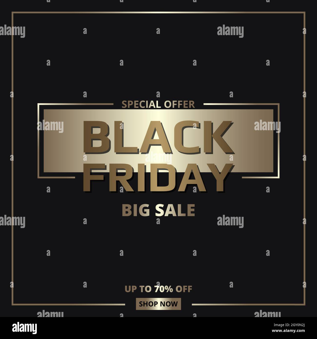 Modèle de bannière dorée pour la promotion du Vendredi fou. Fond doré noir de luxe. Illustration de Vecteur