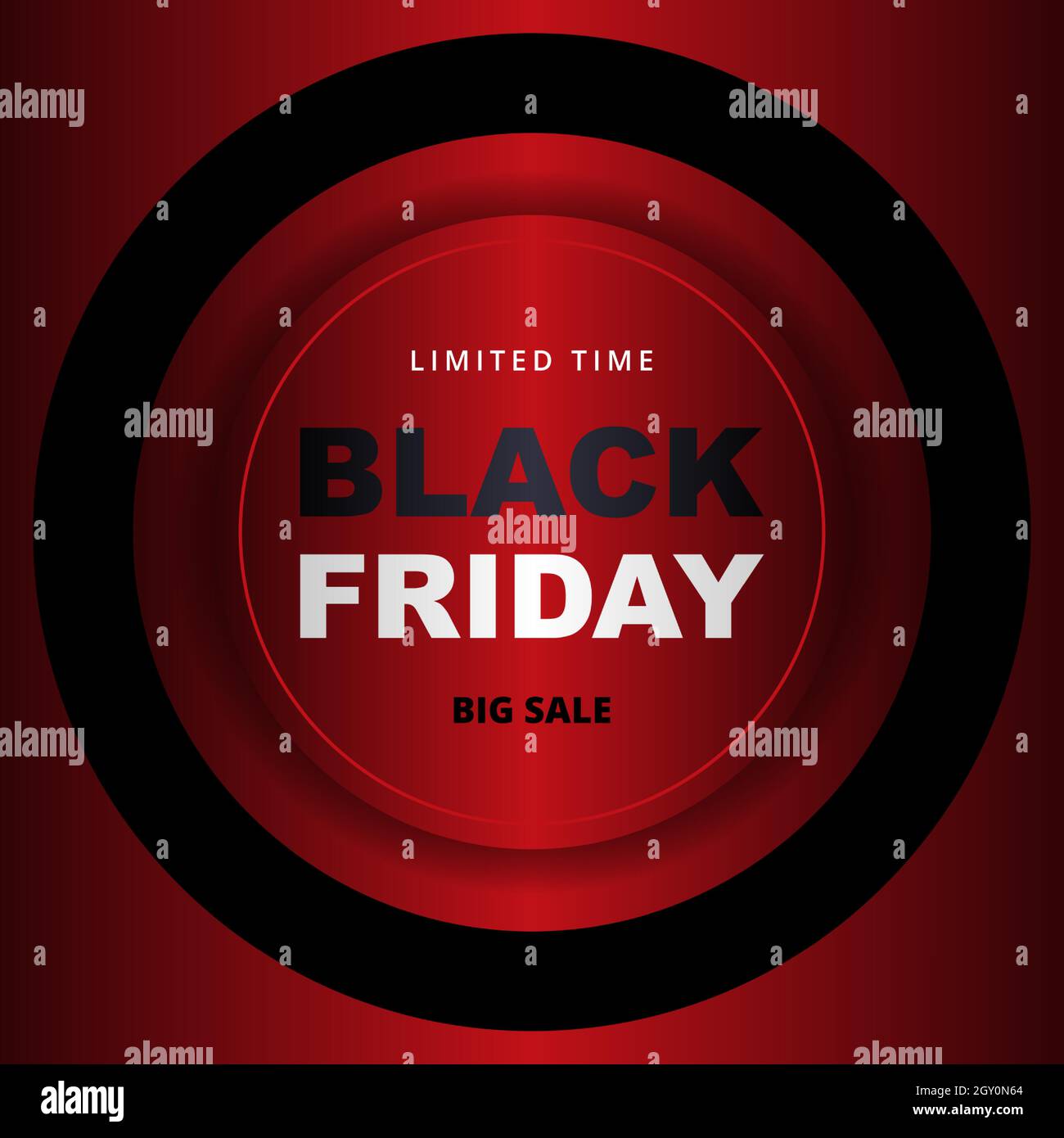 Bannière promotionnelle du Vendredi fou. Modèle de bannière de solde rouge métallique pour le Vendredi fou. Illustration de Vecteur