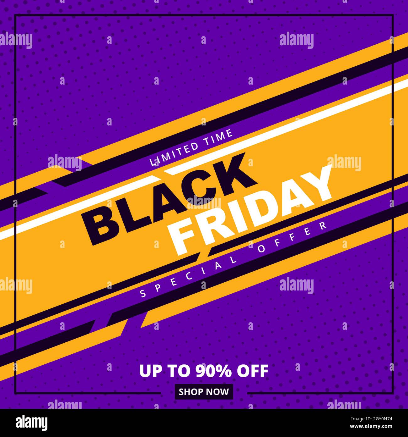 Modèle de bannière de promotion du Vendredi fou. Bannière de vente à effet coloré de demi-teinte Black friday. Illustration de Vecteur
