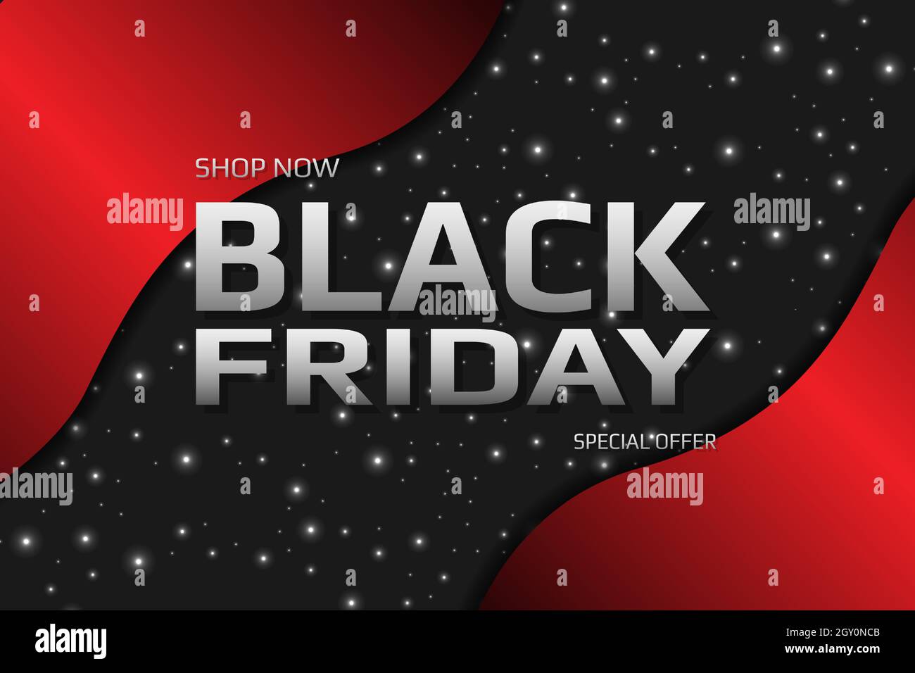Bannière promotionnelle du Vendredi fou. Modèle de banderole de fête métallique rouge vendredi noir. Illustration de Vecteur