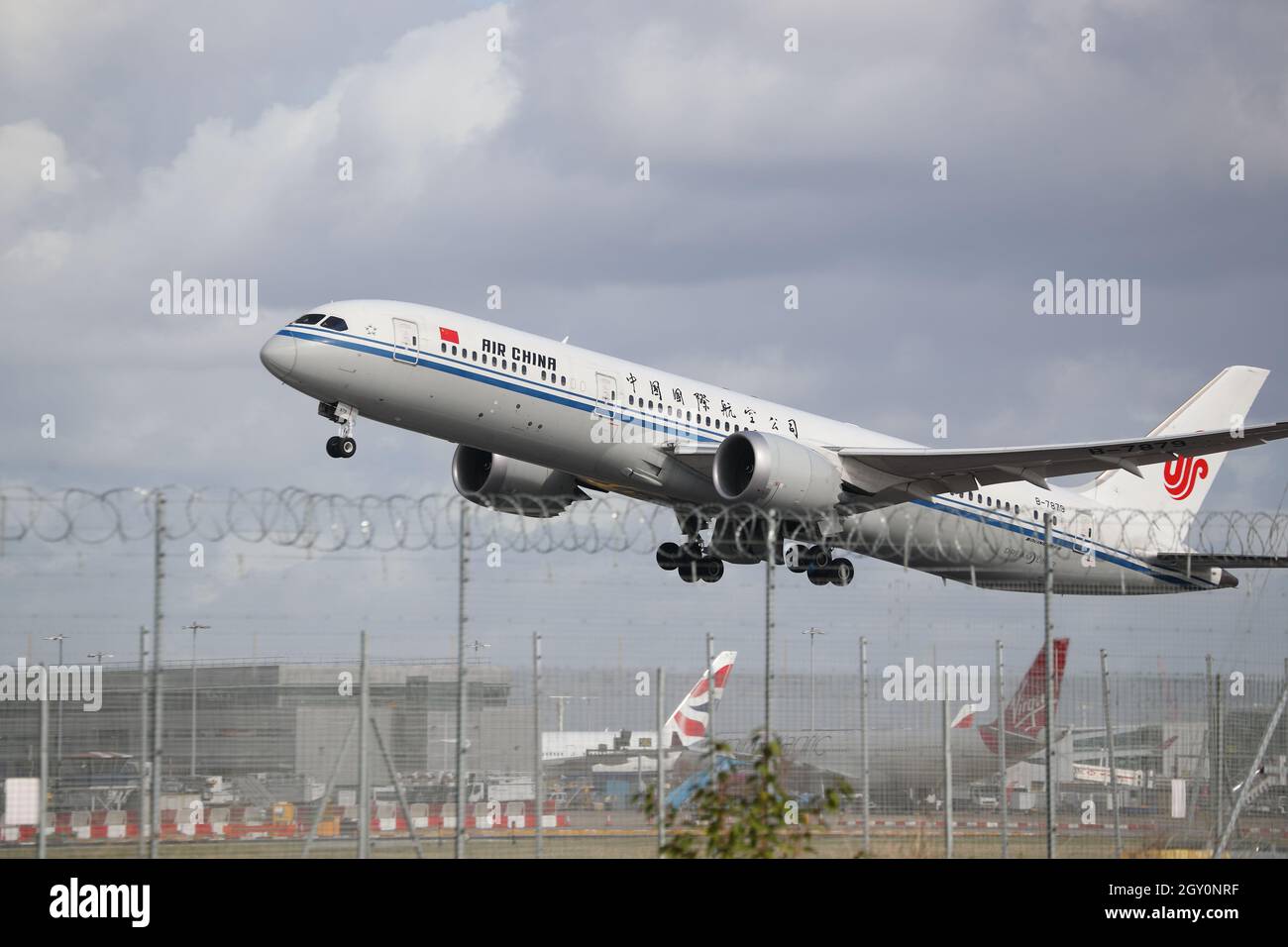 Air China Boeing 787-9 Dreamliner B-7879 décollage de l'aéroport de Londres Heathrow, Royaume-Uni Banque D'Images