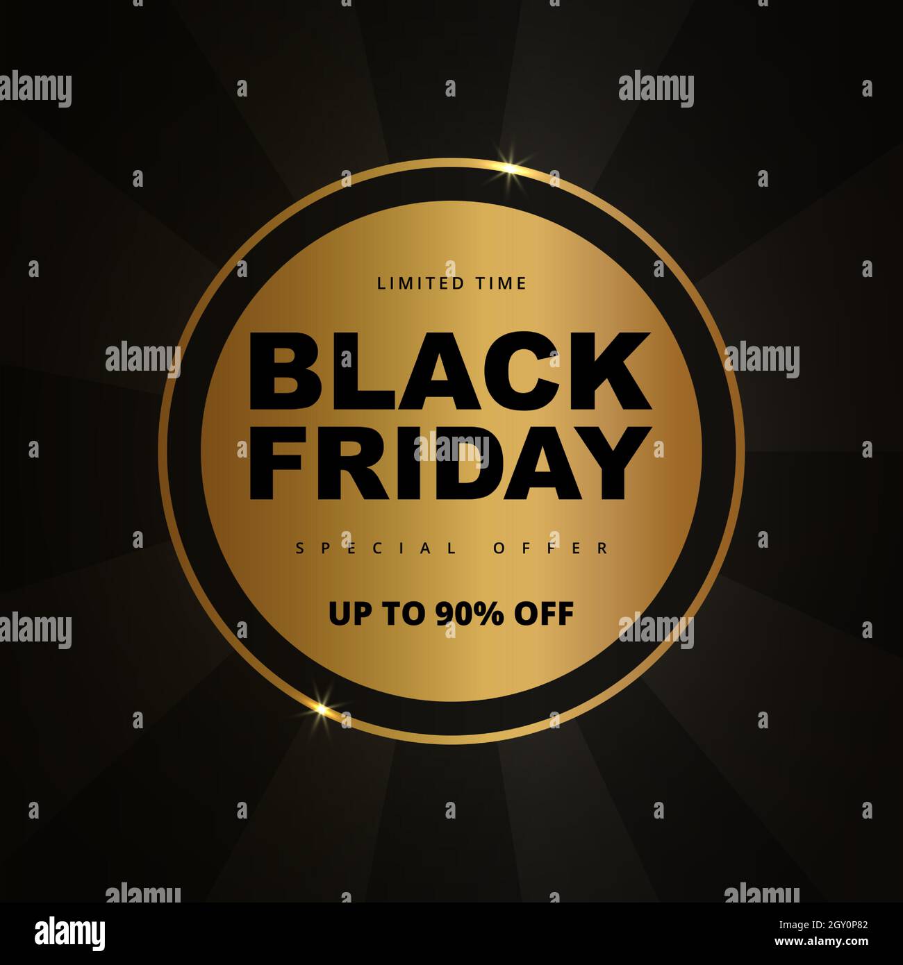 Modèle de bannière abstraite dorée de la promotion des soldes du Vendredi fou. Illustration de Vecteur