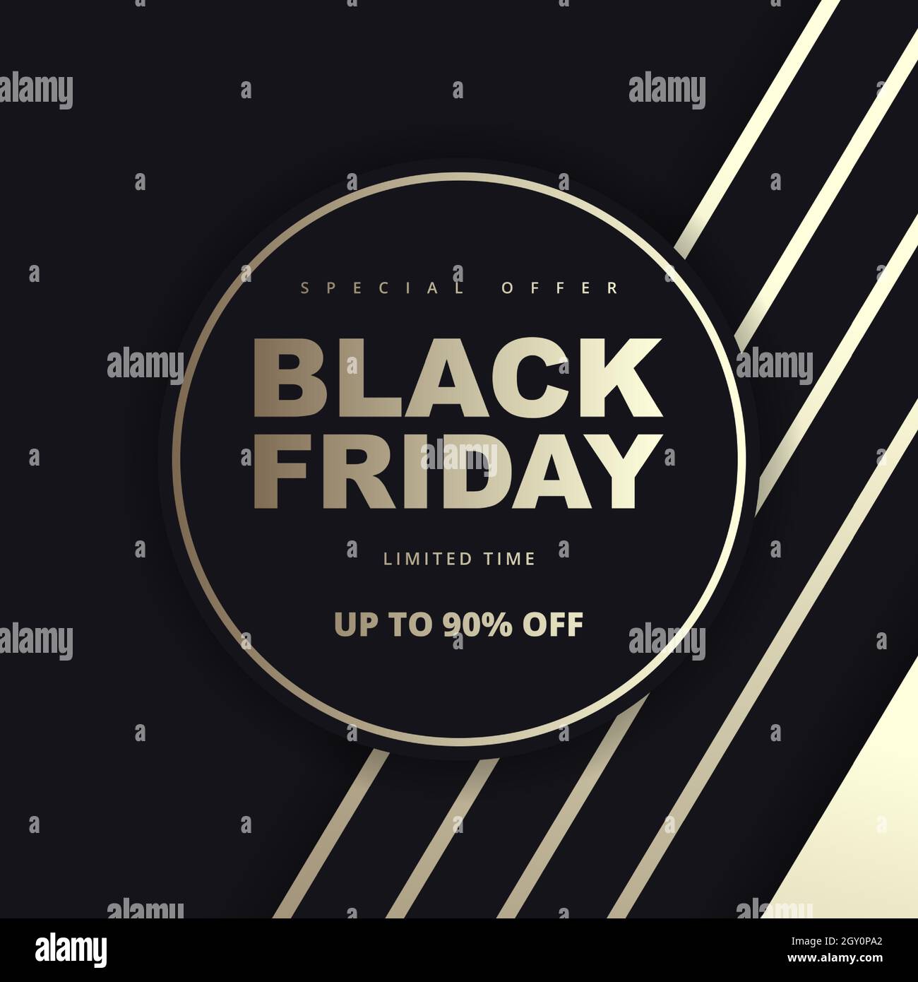 Modèle de bannière abstraite dorée de la promotion des soldes du Vendredi fou. Illustration de Vecteur