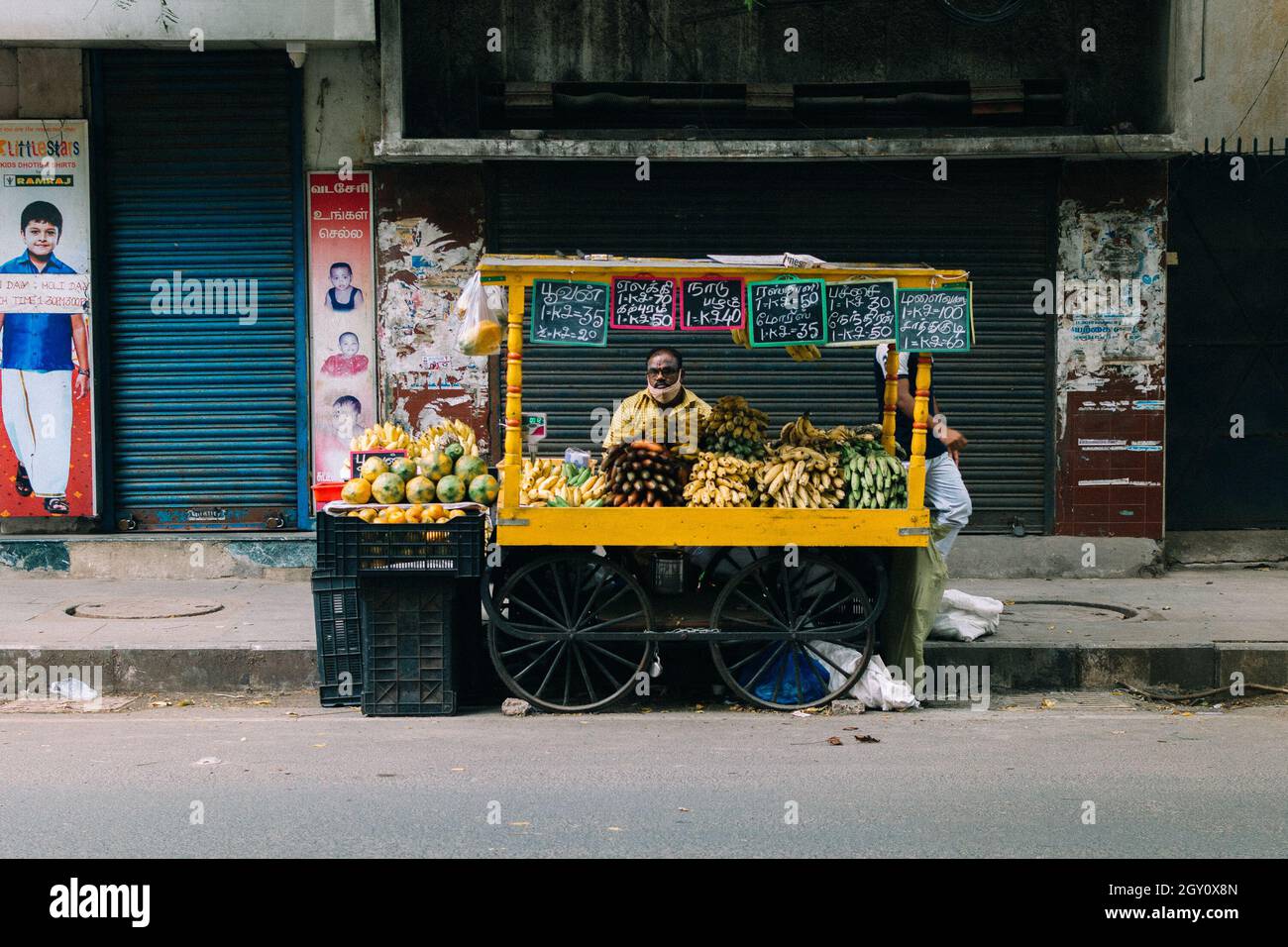 Vendeur de fruits, Chennai, 2020 Banque D'Images