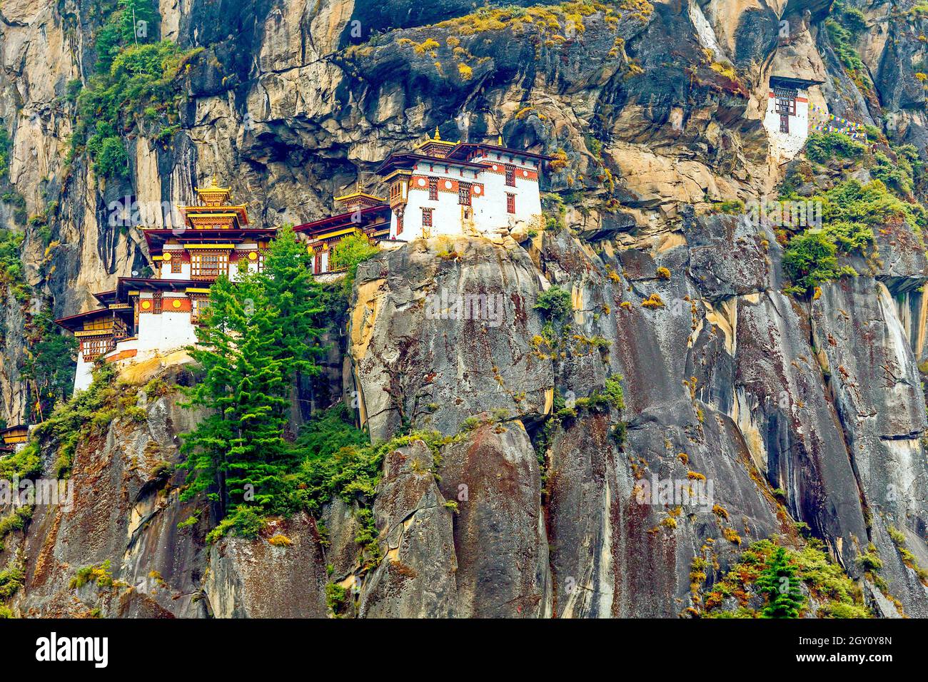 Paro Taktsang, également connu sous le nom de Taktsang Palphug Monastère et le Tigren's Nest est un site bouddhiste sacré de Vajrayana Himalayan situé dans la cliffsid Banque D'Images