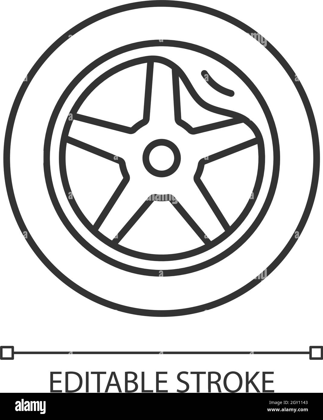 Icône linéaire d'endommagement des roues Illustration de Vecteur