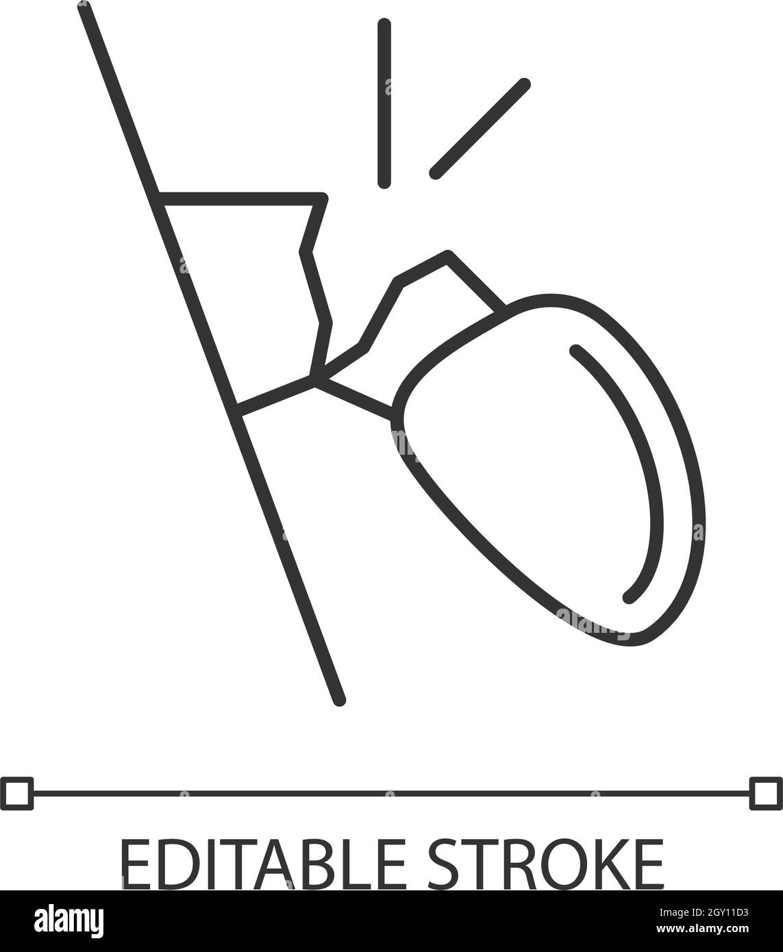 Icône linéaire de symétrie de vue de côté brisée Illustration de Vecteur