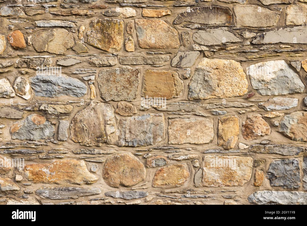 Gros plan d'un mur en pierre gallois.Texture d'arrière-plan. Banque D'Images