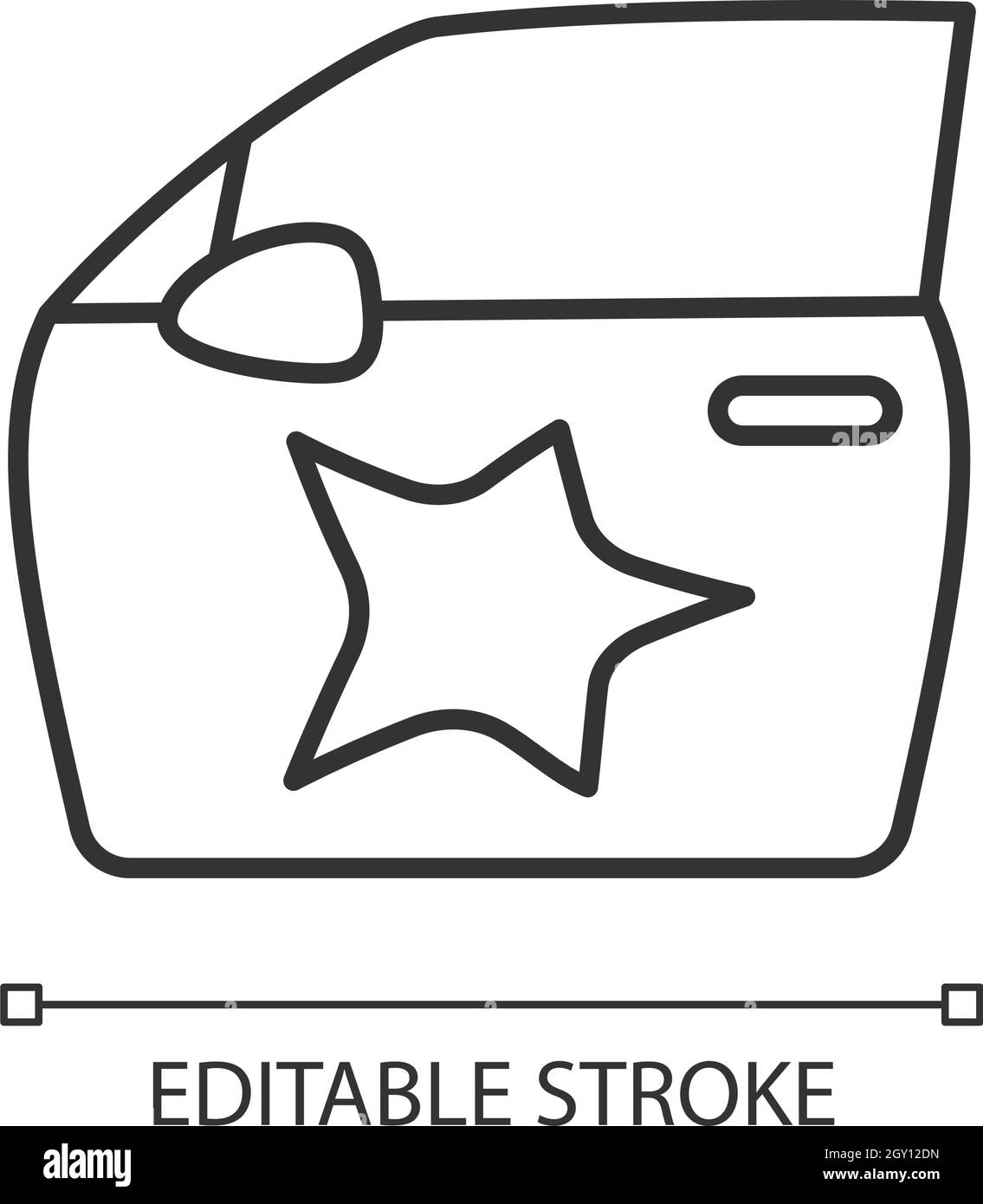 Icône linéaire de bosselure sur le côté de la voiture Illustration de Vecteur