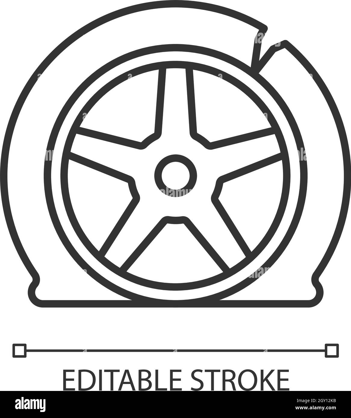 Icône linéaire d'endommagement des pneus Illustration de Vecteur
