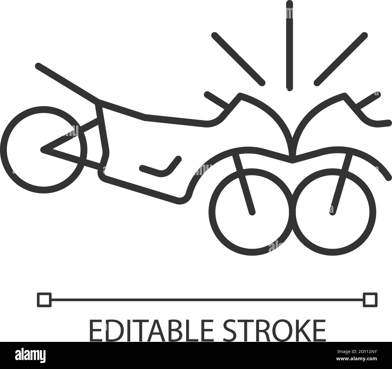 Icône linéaire accident motos Illustration de Vecteur