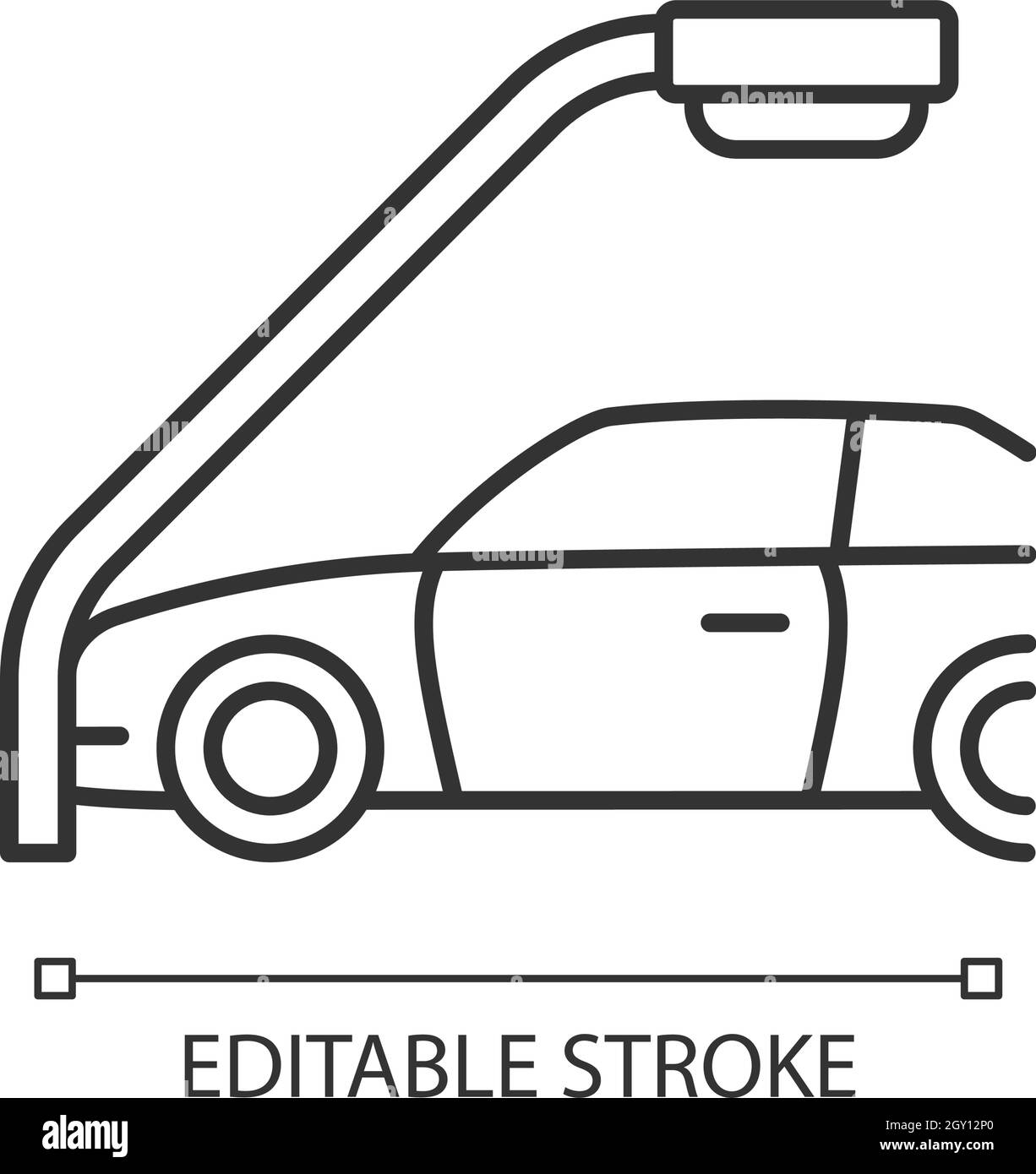 Icône linéaire de collision à véhicule unique Illustration de Vecteur