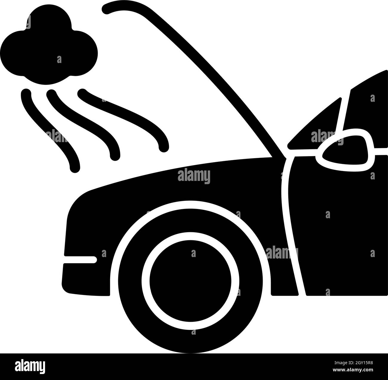 Icône de glyphe noir de dommages au moteur de la voiture Illustration de Vecteur