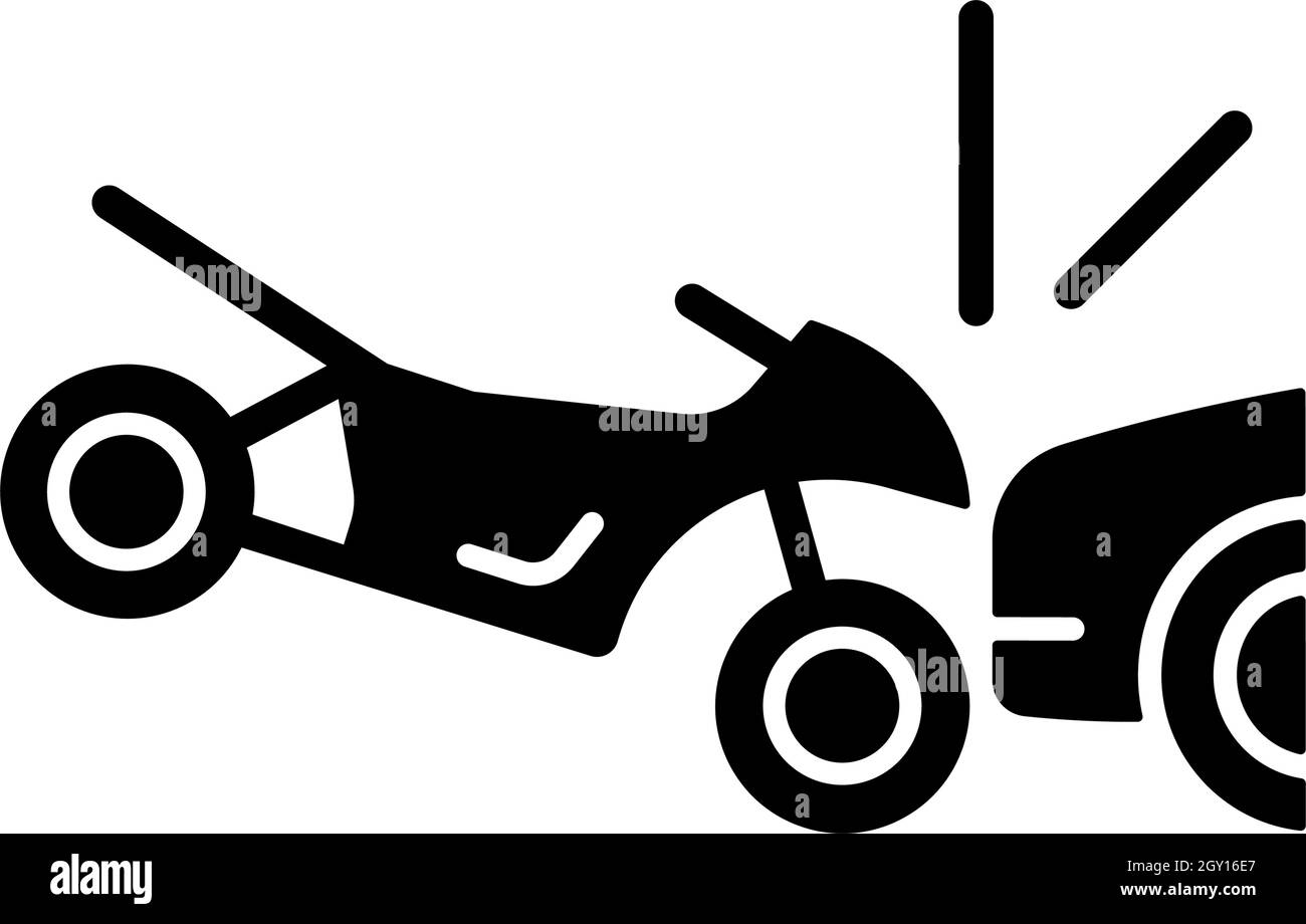Collision avec l'icône de glyphe noir de moto Illustration de Vecteur