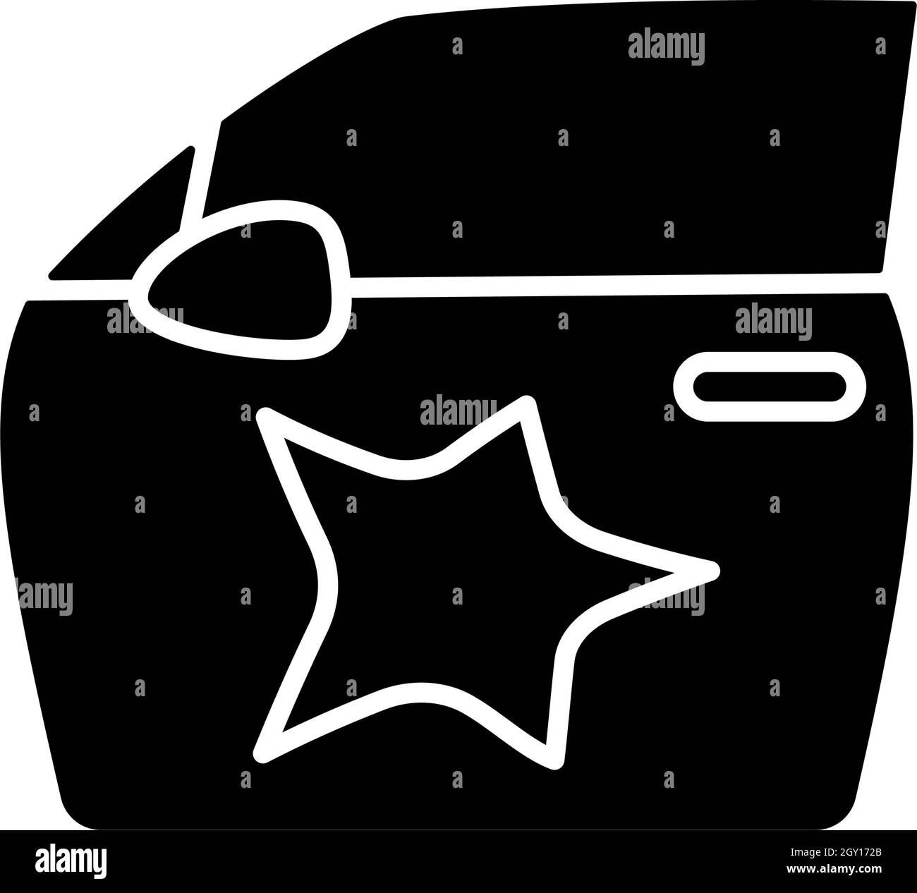 Symbole de glyphe noir de bosselure sur le côté de la voiture Illustration de Vecteur