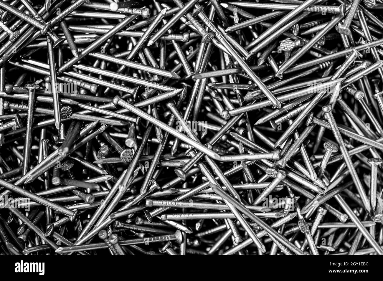 Gros plan du mess dans la boîte à outils. Banque D'Images