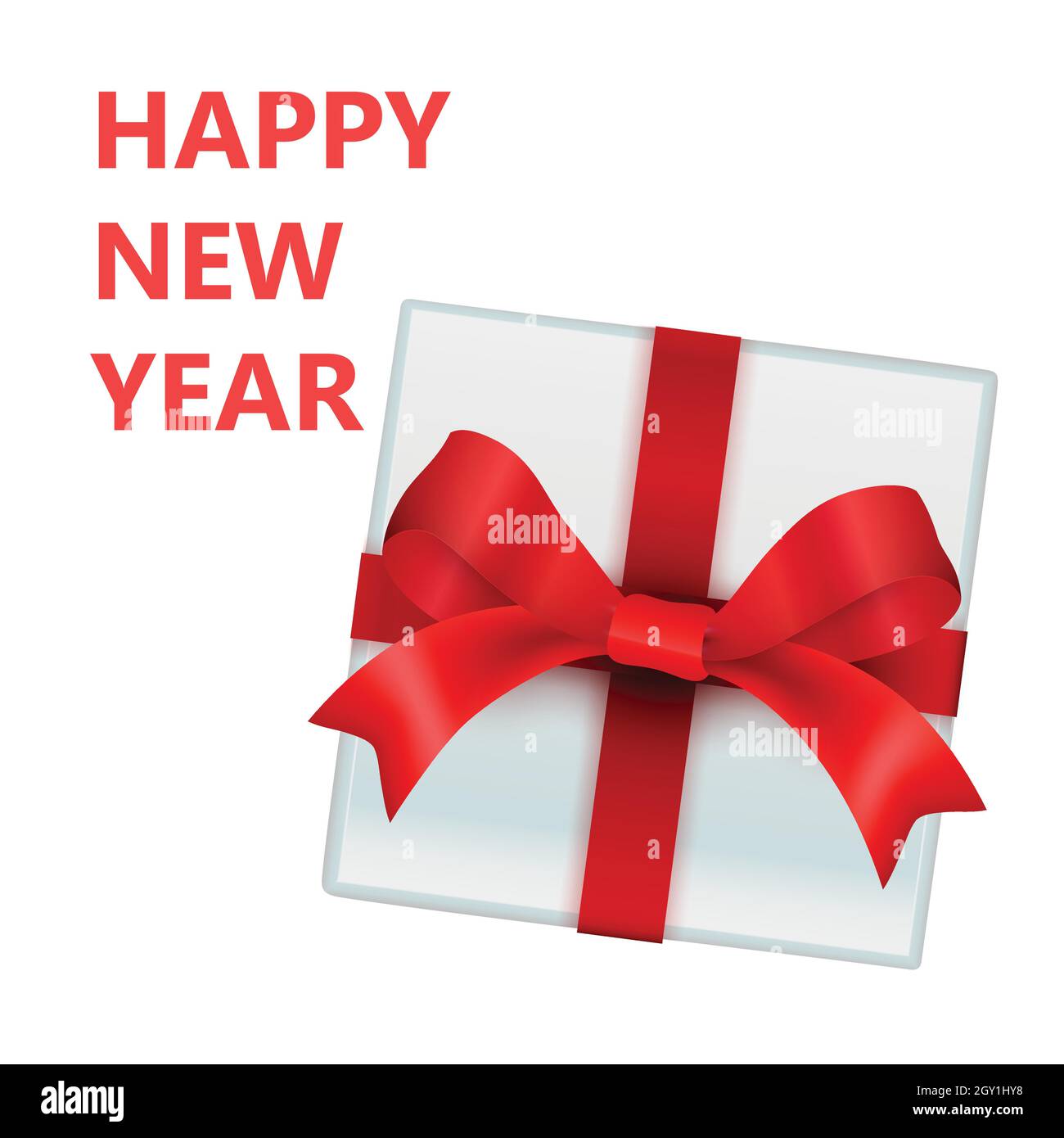 Boîte cadeau de Noël avec noeud rouge sur fond blanc. Illustration vectorielle Illustration de Vecteur