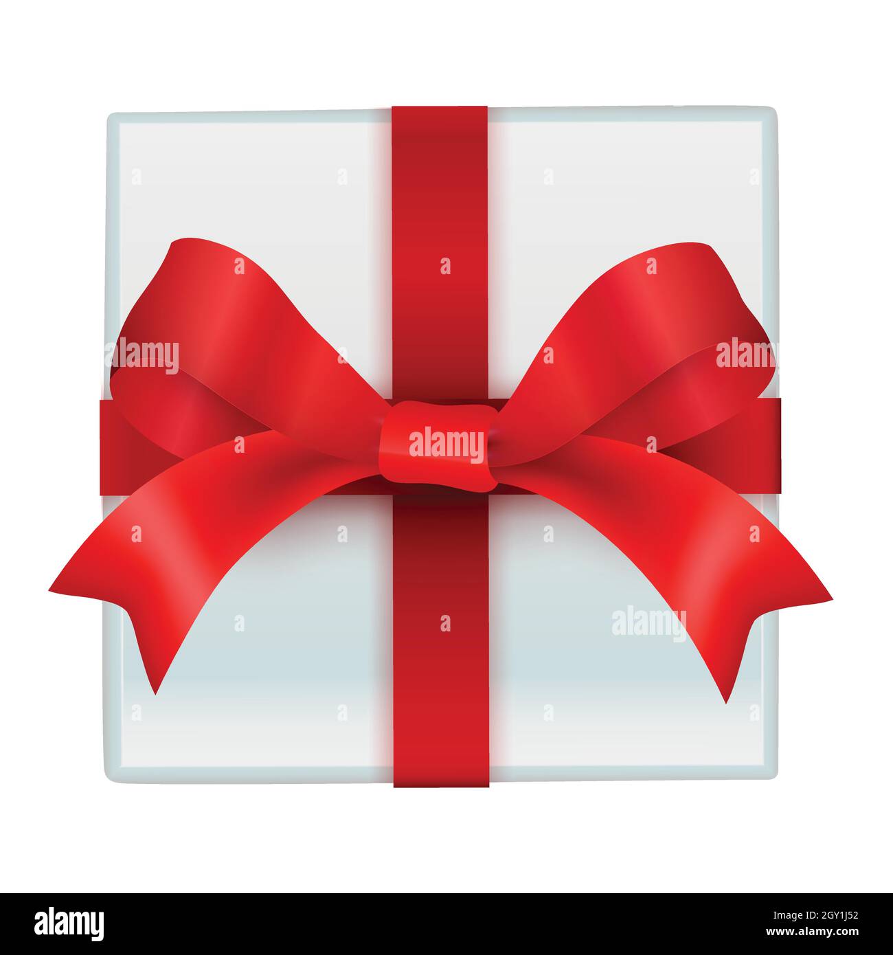 Boîte cadeau de Noël avec noeud rouge sur fond blanc. Illustration vectorielle Illustration de Vecteur