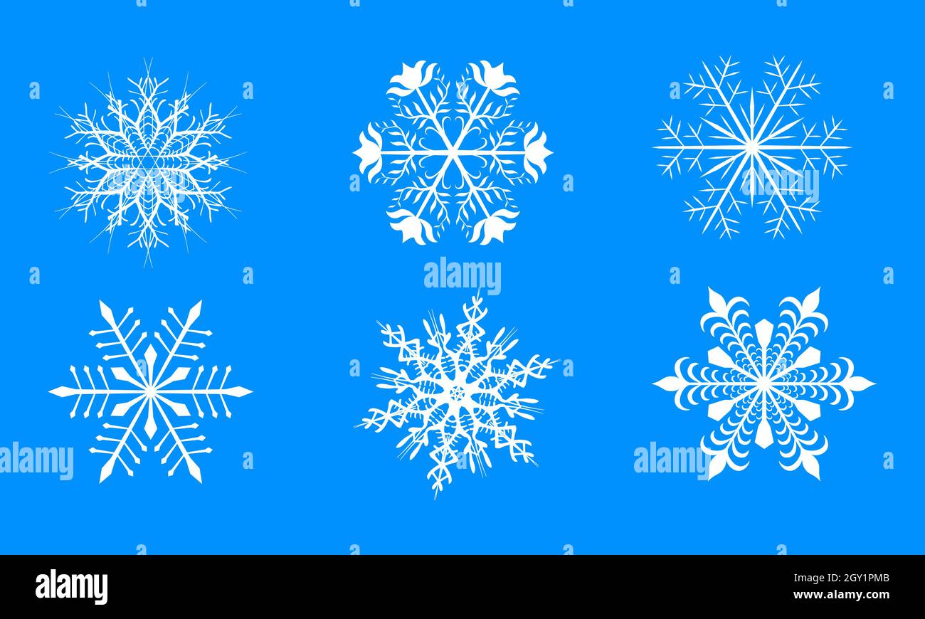 ensemble de flocons de neige vectoriels, mariez noël. Illustration de Vecteur