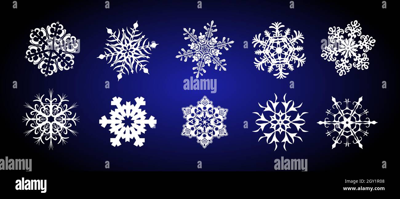 ensemble de flocons de neige vectoriels, mariez noël. Illustration de Vecteur