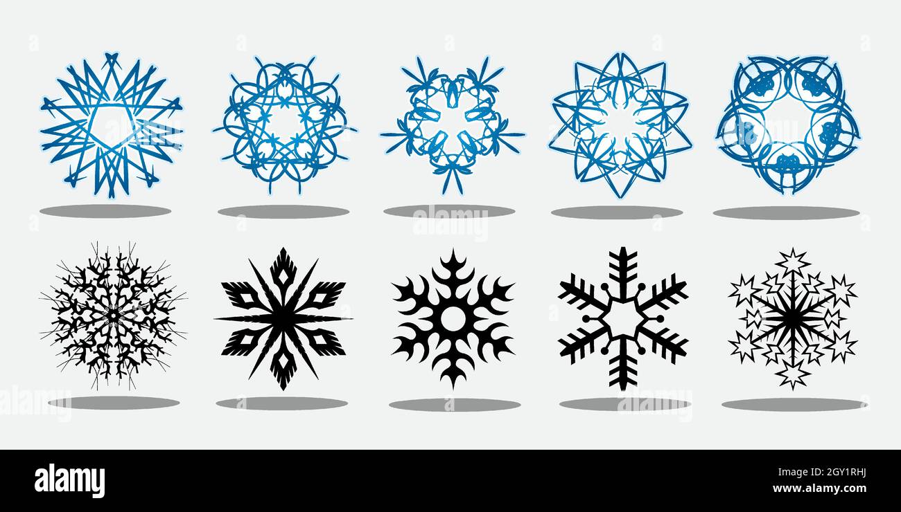 ensemble de flocons de neige vectoriels, mariez noël. Illustration de Vecteur